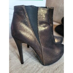 Rock and Republic Womens Bronze Gold Ankle Booties Stiletto Heel‎ Party